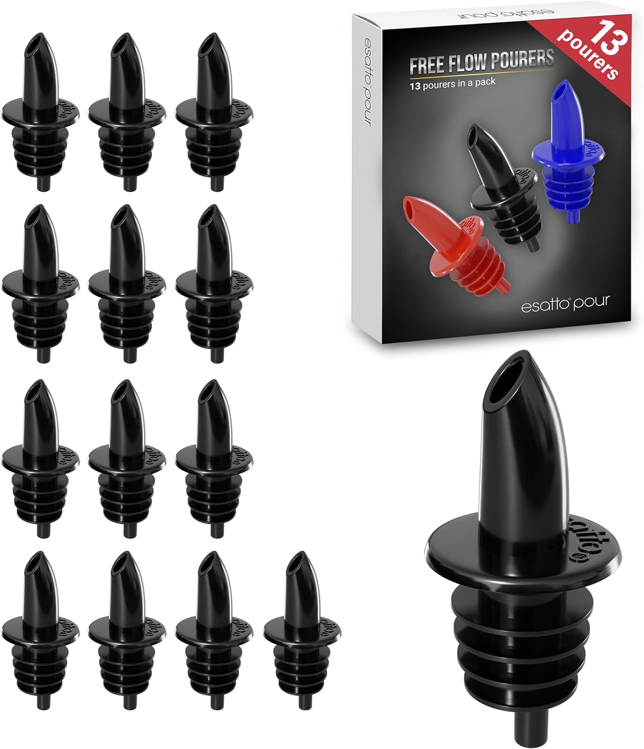 Featured image for “Esatto 13 Pieces Plastic Bottle Pourer or Liquor Spout Pourer – Black”