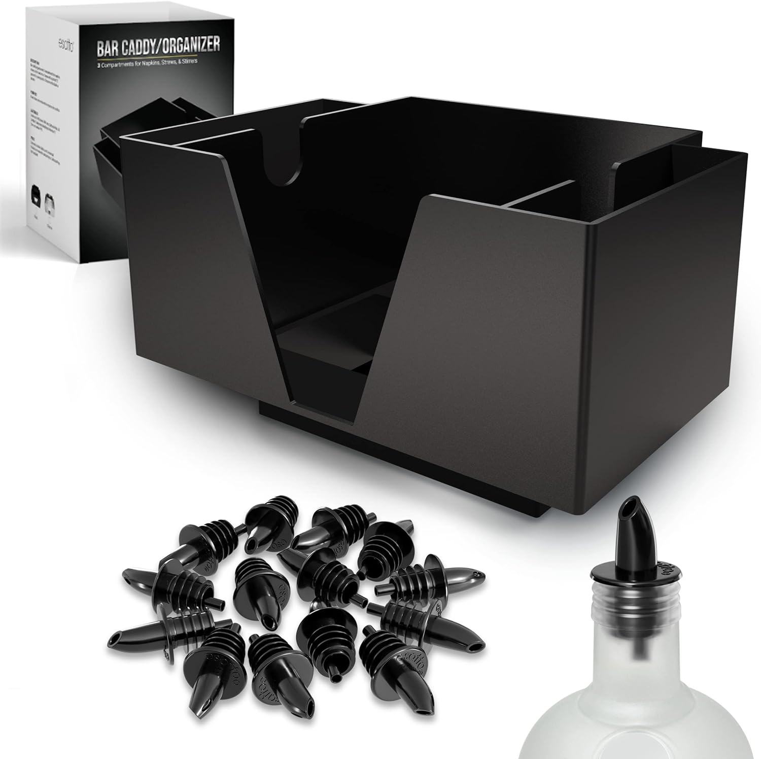 Featured image for “Esatto Bar Products Premium Square Bar Caddy – Black”