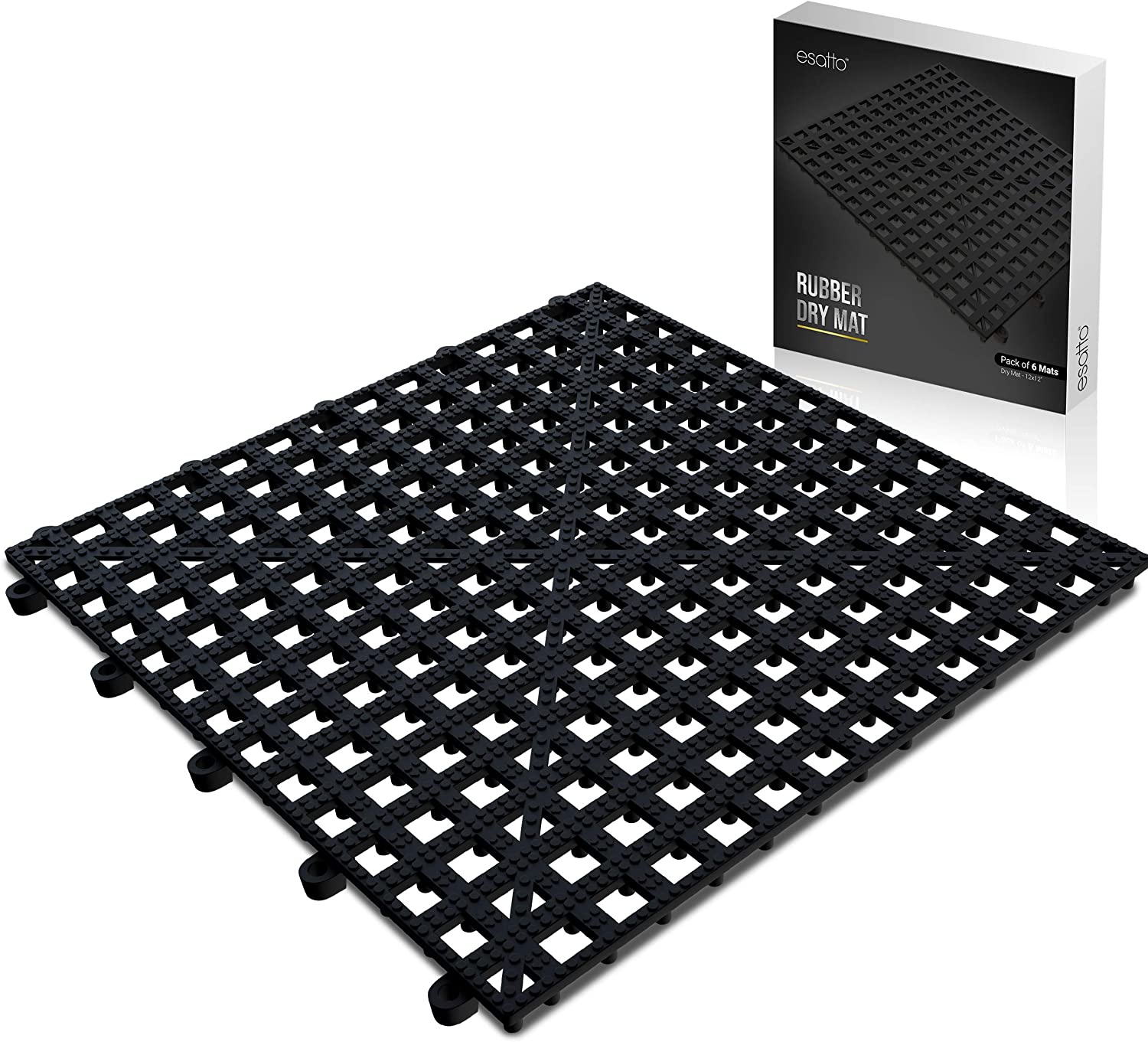 Esatto 6 Pack Interlocking Shelf Mats 12″, Black New York Bar Store
