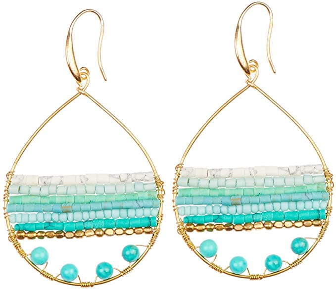 Featured image for “Boho Large Size Teardrop Multicolor Earrings with Colorful Varieties – Turquoise”