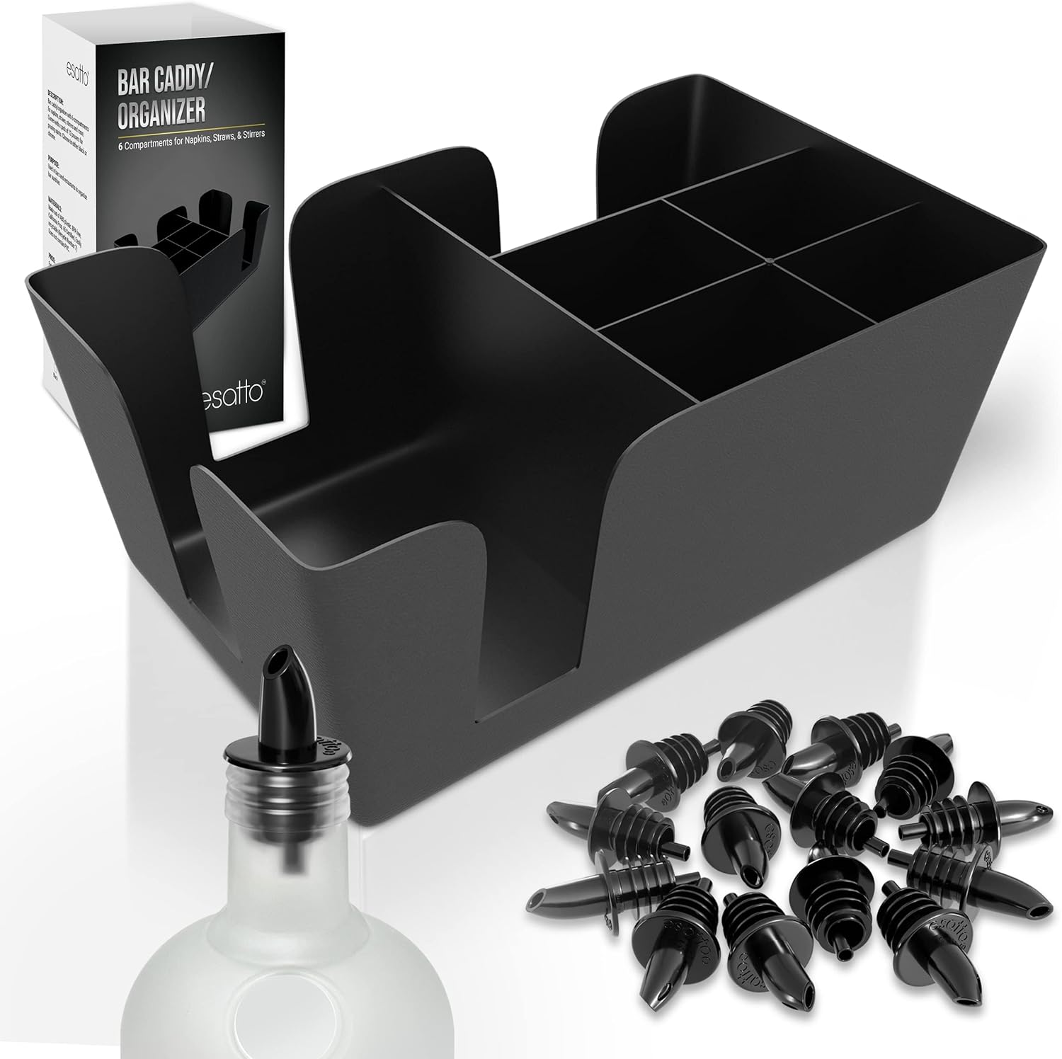 Featured image for “Esatto Bar Products Premium Rectangular Bar Caddy – Black”