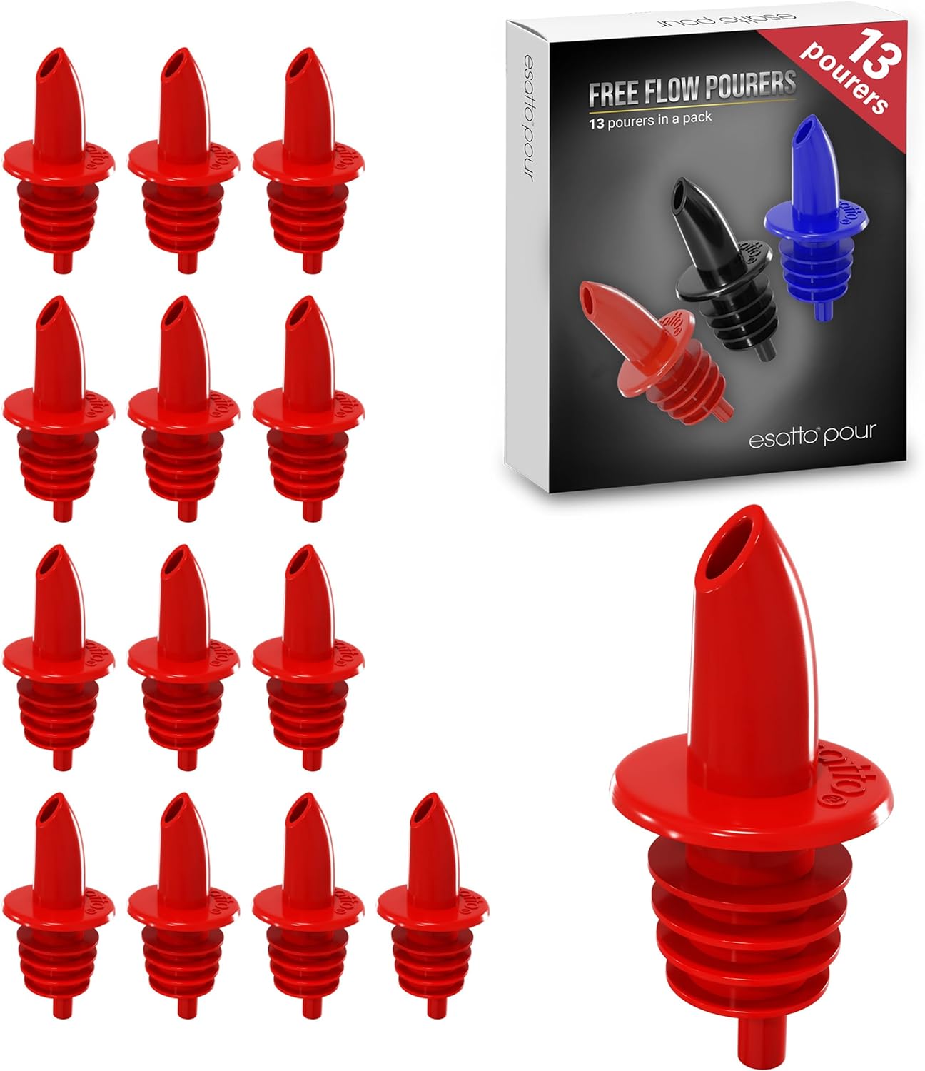 Featured image for “Esatto 13 Pieces Plastic Bottle Pourer or Liquor Spout Pourer – Red”