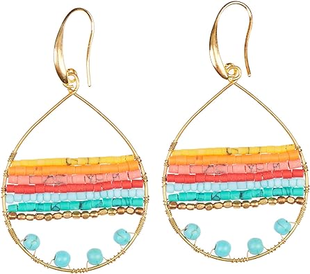 Featured image for “Boho Teardrop Multicolor Earrings with Colorful Varieties – Gold”