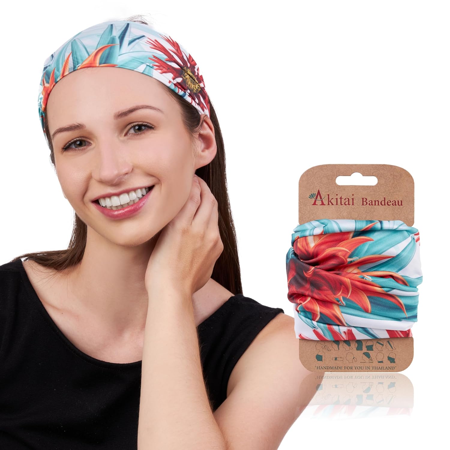 Featured image for “Boho Bandeau Headbands – Neo Flowers on White Pattern”