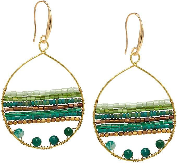 Featured image for “Boho Large Size Teardrop Multicolor Earrings with Colorful Varieties – Green”