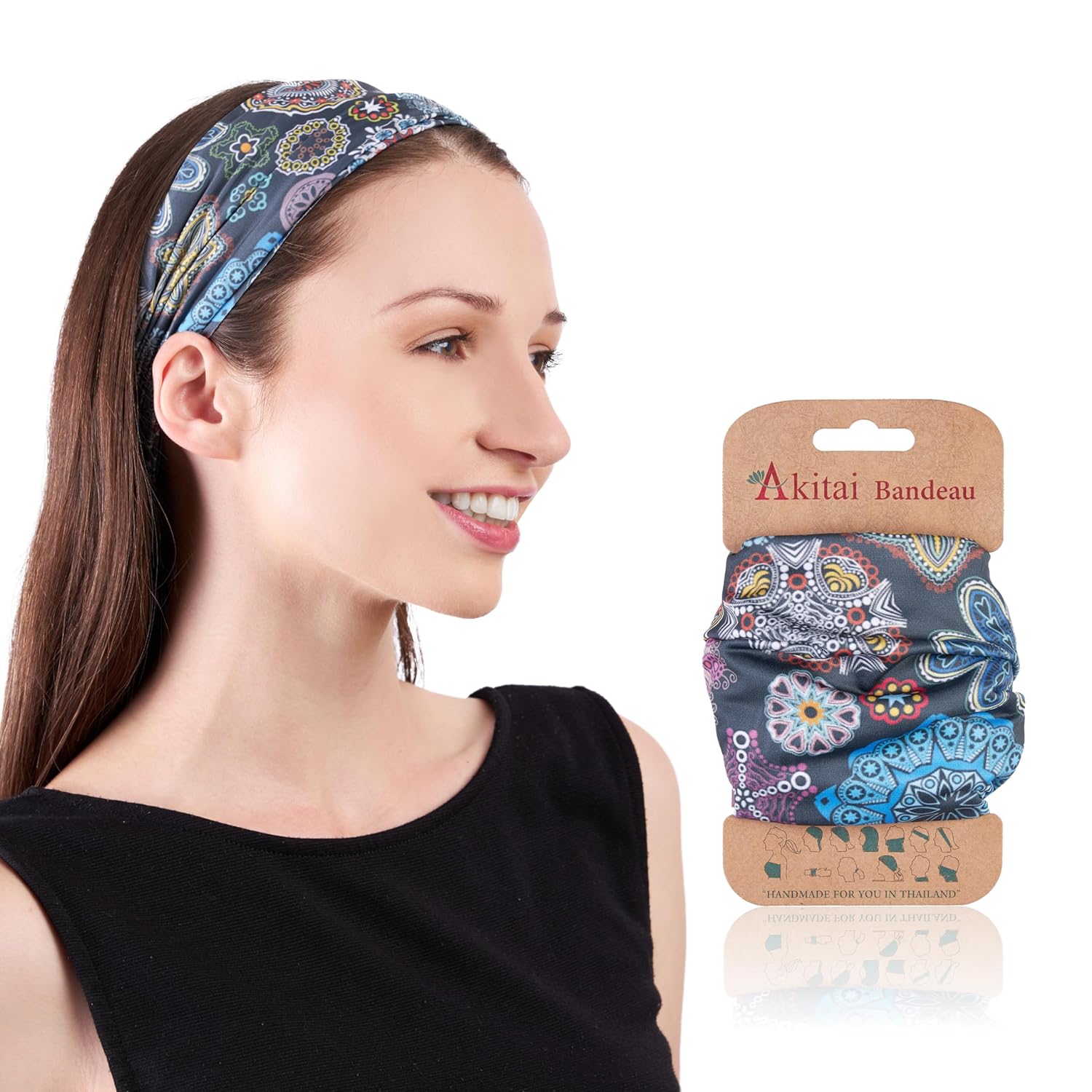 Featured image for “Boho Bandeau Headbands – Black Mandalas”