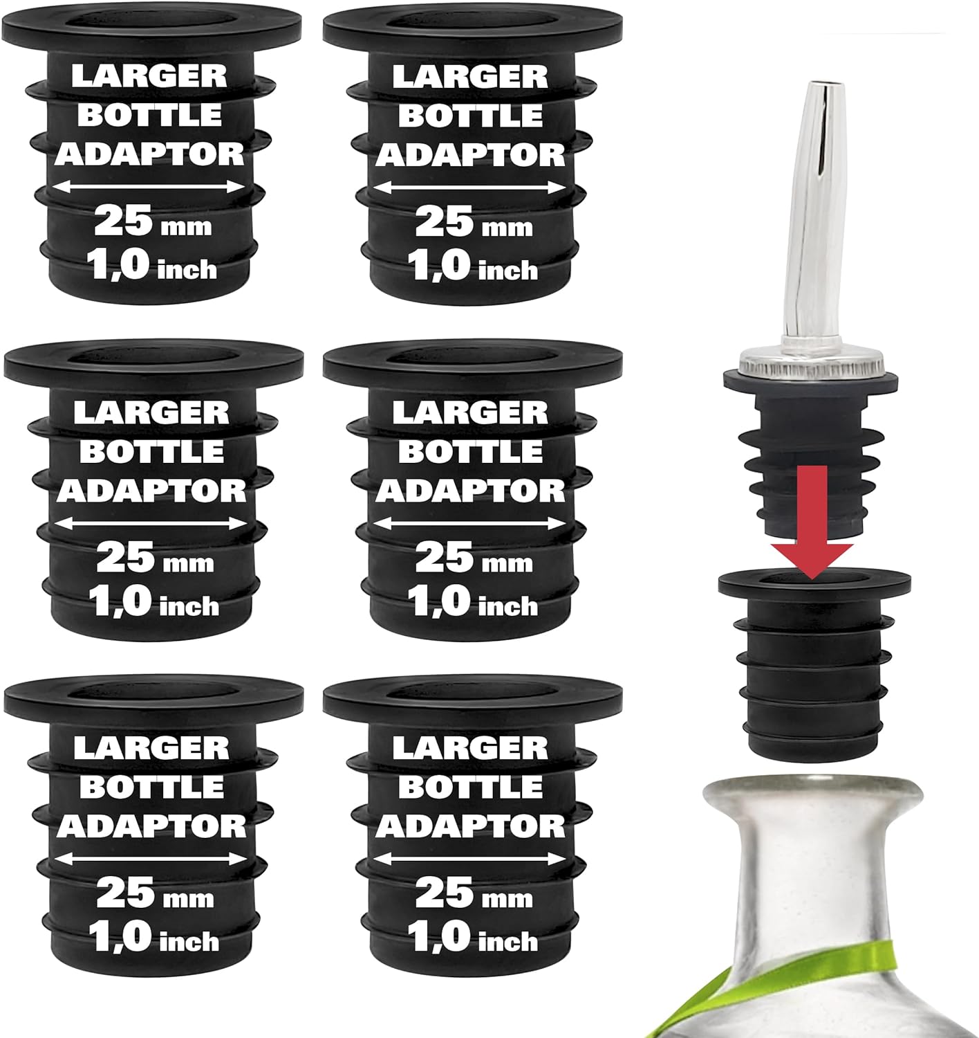 Featured image for “Esatto Liquor Pourer Adapters – 6 Pieces Set”