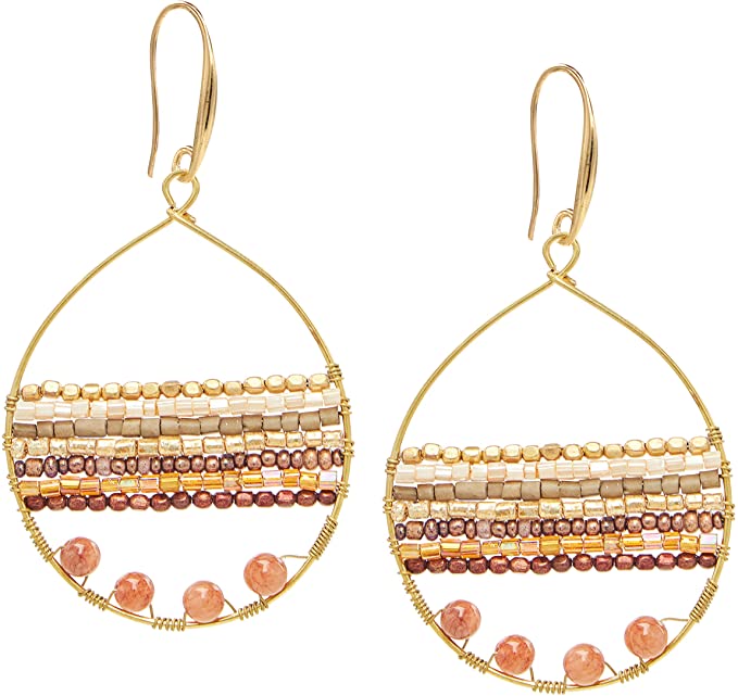 Featured image for “Boho Large Size Teardrop Multicolor Earrings with Colorful Varieties – Brown”