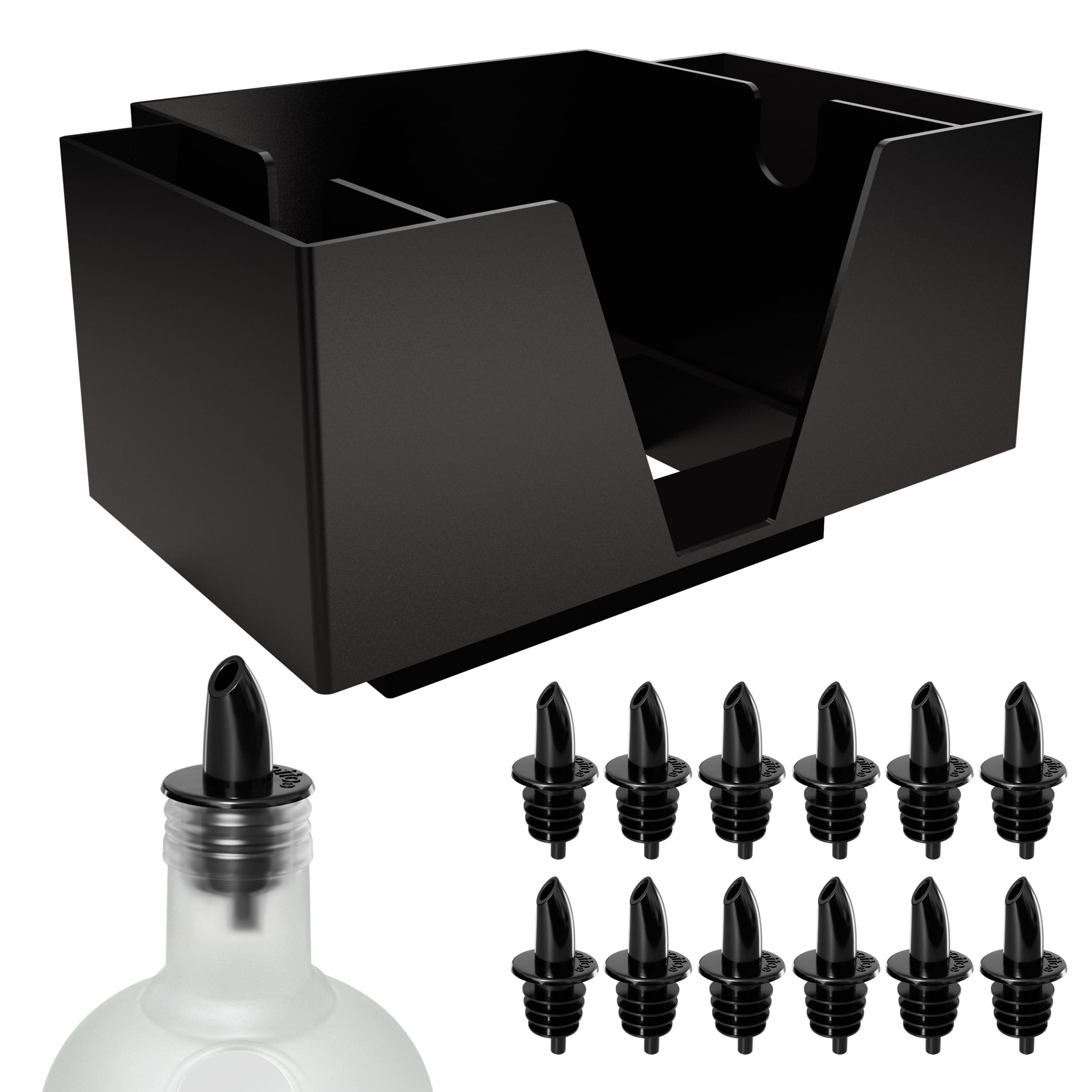 Featured image for “Bar Caddy with 12 Pourers & 12 Pourer Covers”