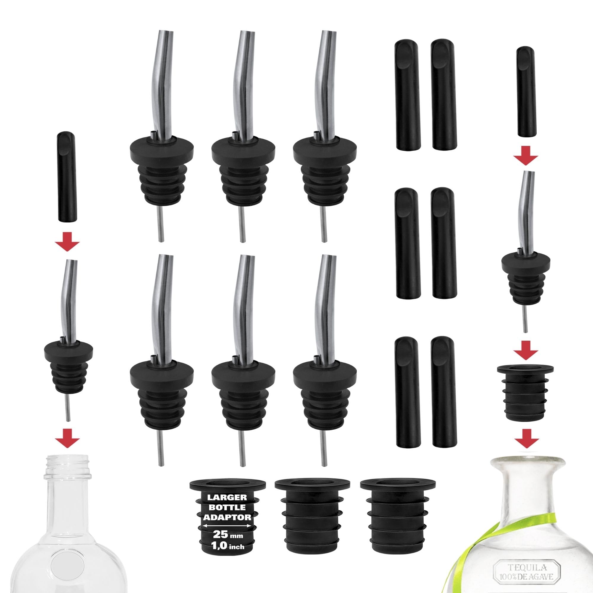 Featured image for “Stainless Steel Drip-Free Liquor Pourers, Chrome”